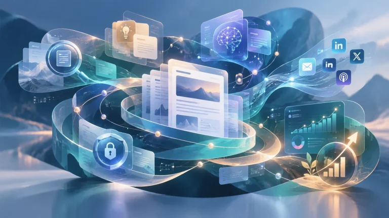 Connected content, analytics, social media, and document tools forming a measured digital content system